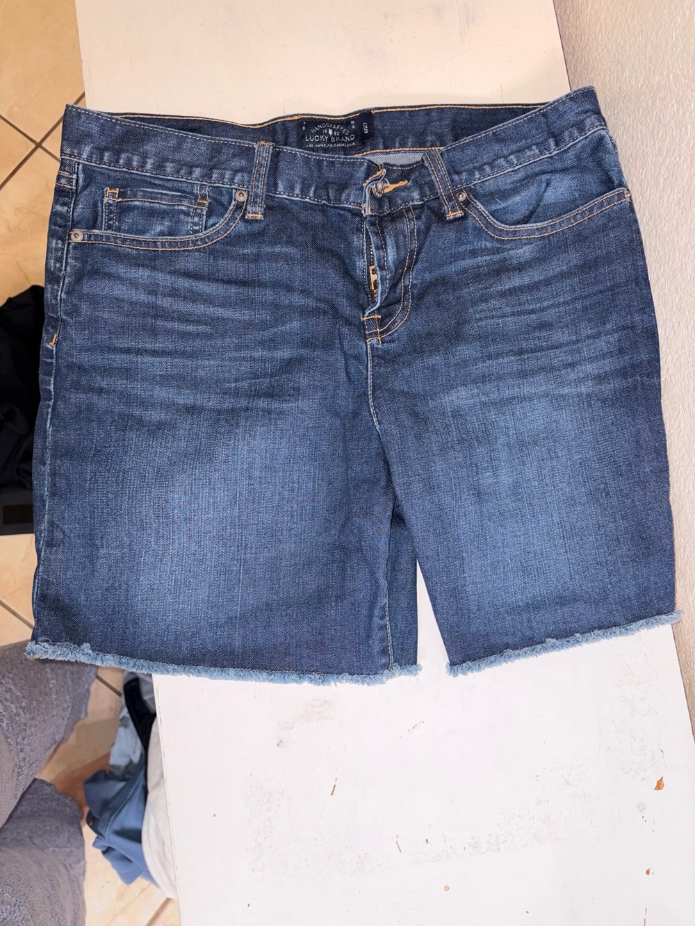 Lucky Brand Medium Blue Denim Cutoff Bermuda Shorts